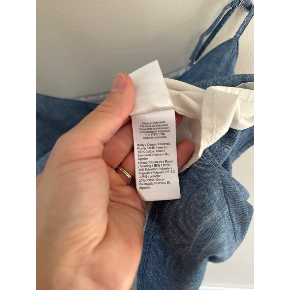 J.Crew Blue Cotton Chambray V-Neck Camisole Top Adjustable Straps Size 14 - Picture 5 of 6